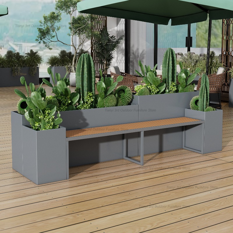 Garden Bench Metal - مقعد زهور خارجي من الفولاذ المقاوم