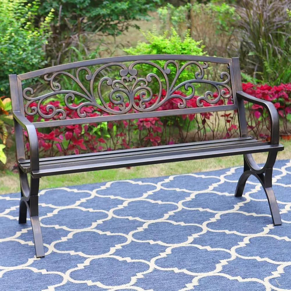 Garden Bench Metal - مقعد حديقة خارجي مقاس 50 بوصة،