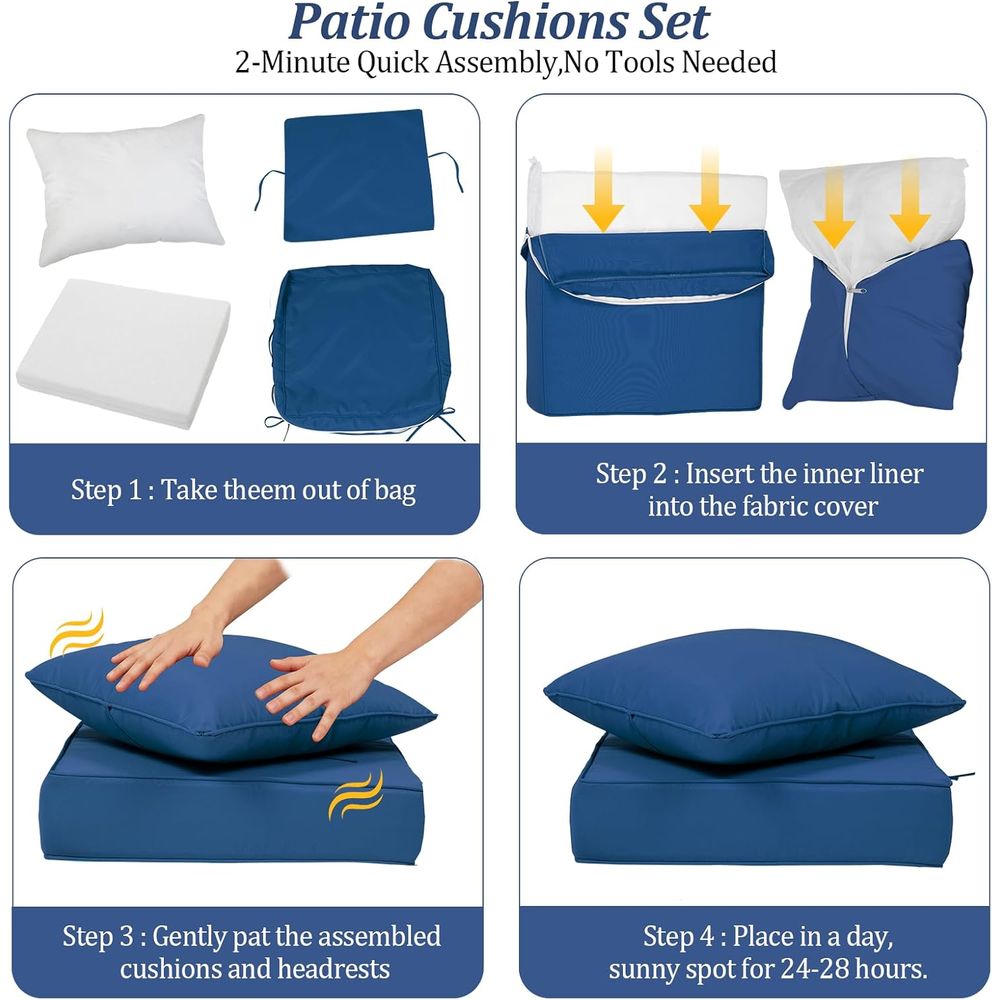 مجموعة من 4 وسائد مقاعد عميقة  - مراجعة Outdoor Furniture Cushion وسعره