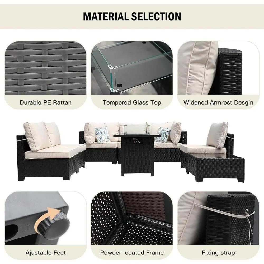 أريكة مقطعية خارجية مكونة من 8 - مراجعة Outdoor Furniture Set With Fire Pit وسعره