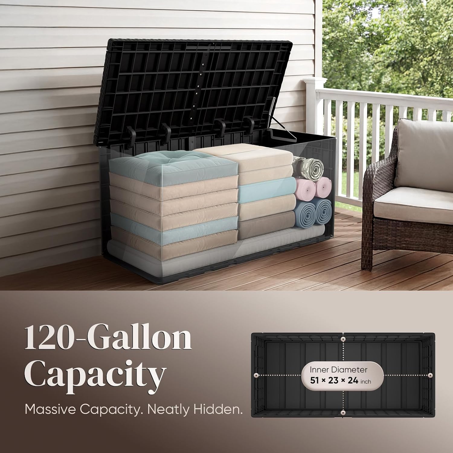صندوق تخزين خارجي كبير سعة 120 - مراجعة Outdoor Furniture Cushion وسعره