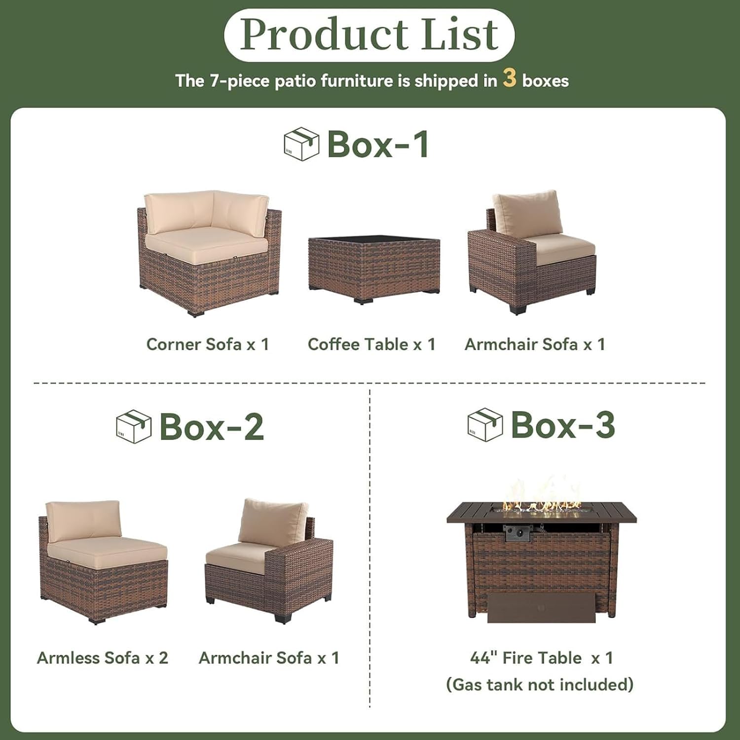 طقم أثاث فناء مكون من 7 قطع مع - مراجعة Outdoor Furniture Set With Fire Pit وسعره