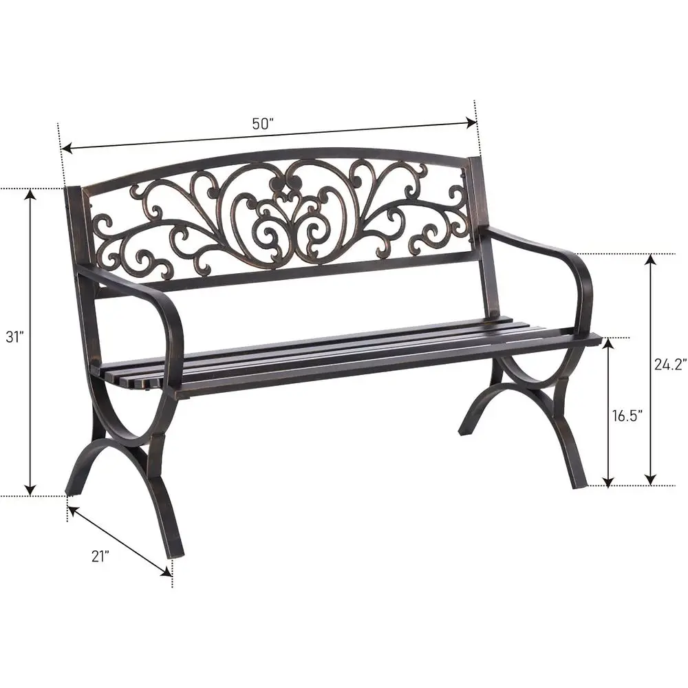 مقعد حديقة خارجي مقاس 50 بوصة، - مراجعة Garden Bench Metal وسعره