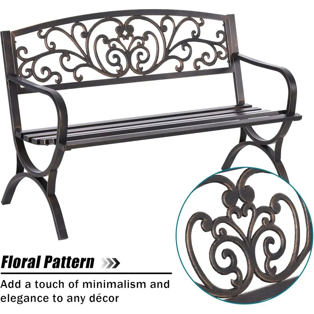 مقعد حديقة خارجي مقاس 50 بوصة، - مراجعة Garden Bench Metal وسعره
