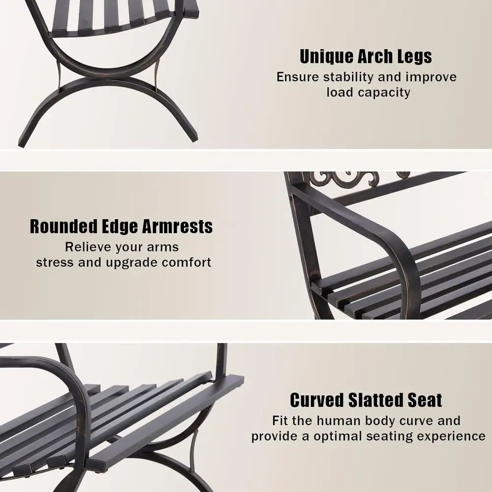مقعد حديقة خارجي مقاس 50 بوصة، - مراجعة Garden Bench Metal وسعره