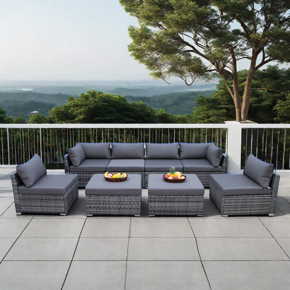 طقم أثاث حدائق عصري من الراتان - مراجعة Outdoor Furniture Set With Fire Pit وسعره