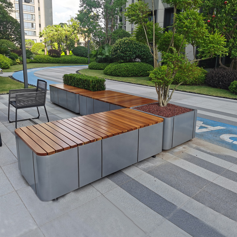 مقعد معدني مدمج مع أحواض زهور  - مراجعة Garden Bench Metal وسعره