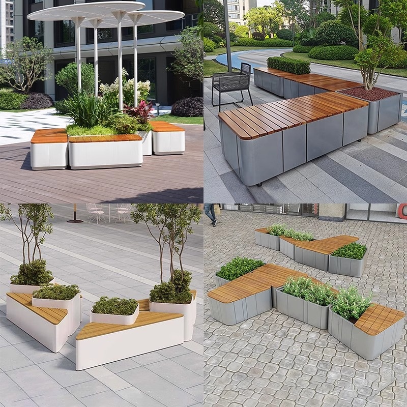 مقعد معدني مدمج مع أحواض زهور  - مراجعة Garden Bench Metal وسعره