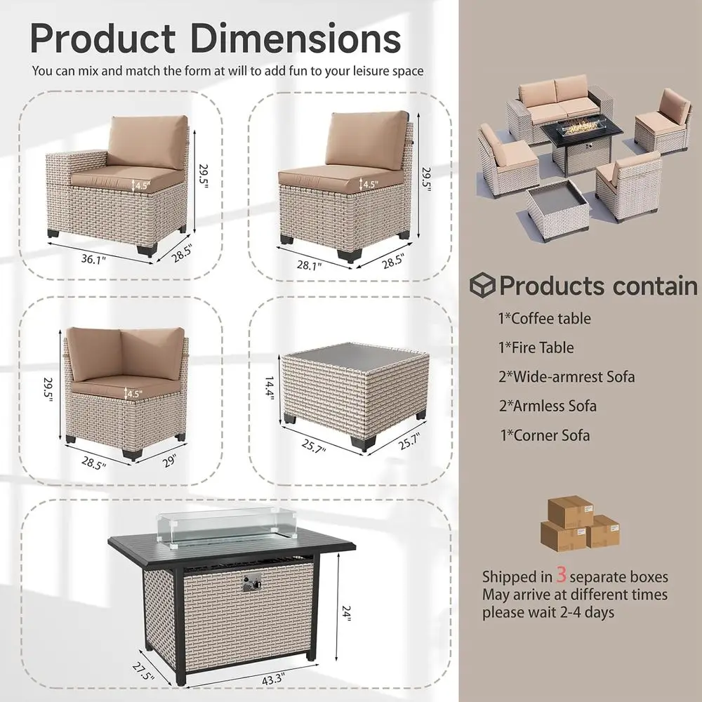 طقم أثاث خارجي مكون من 7 قطع م - مراجعة Outdoor Furniture Set With Fire Pit وسعره