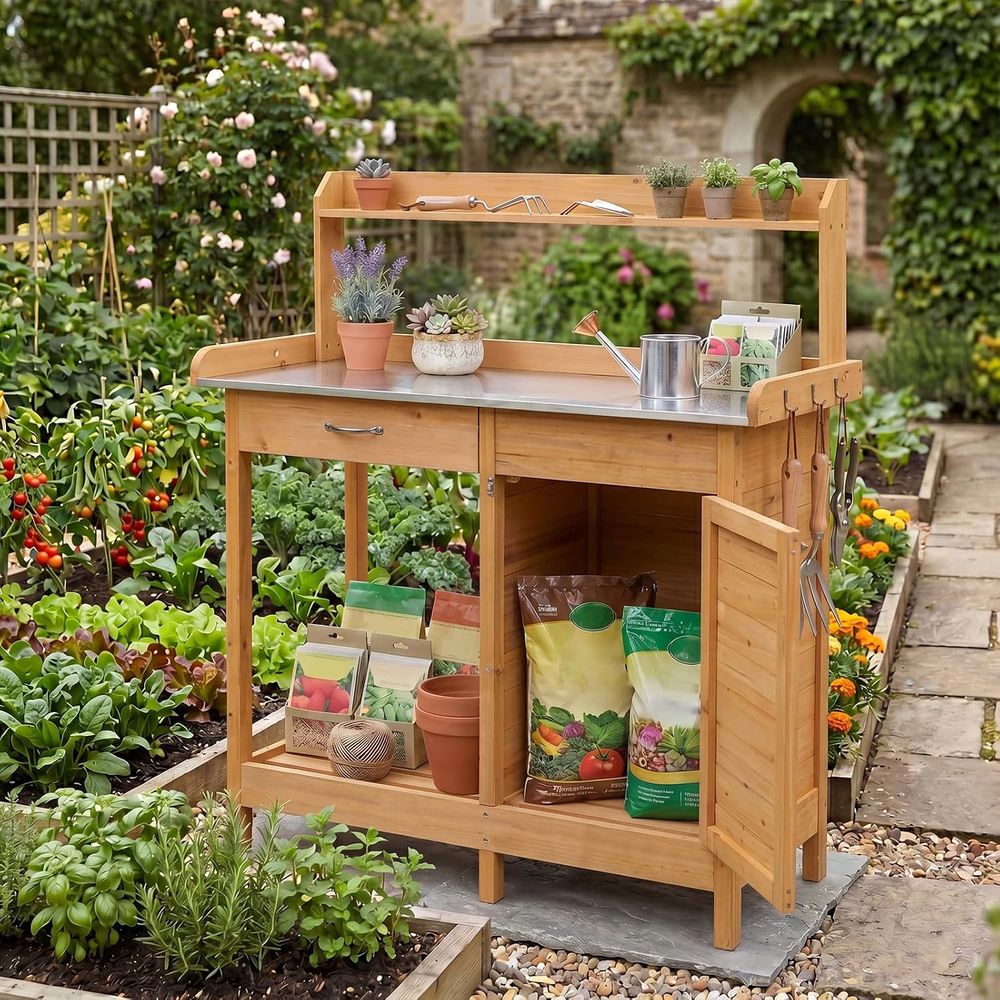 طاولة عمل خشبية للحدائق الخارج - مراجعة Garden Bench Metal وسعره