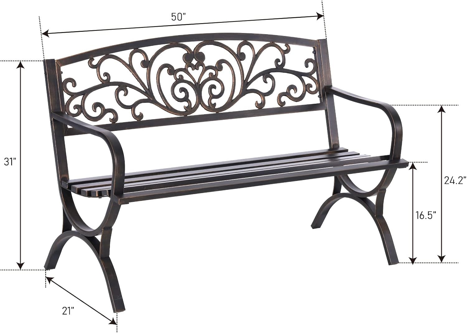 مقعد حديقة خارجي برونزي مقاس 5 - مراجعة Garden Bench Metal وسعره