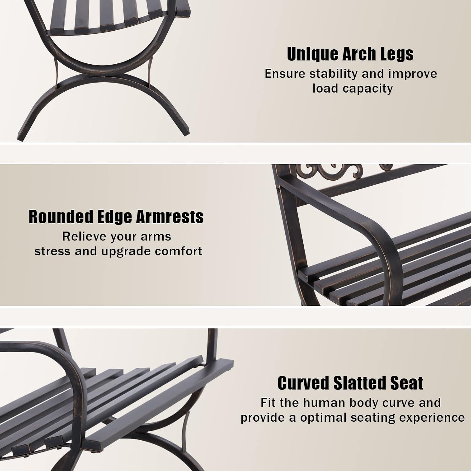 مقعد حديقة خارجي برونزي مقاس 5 - مراجعة Garden Bench Metal وسعره
