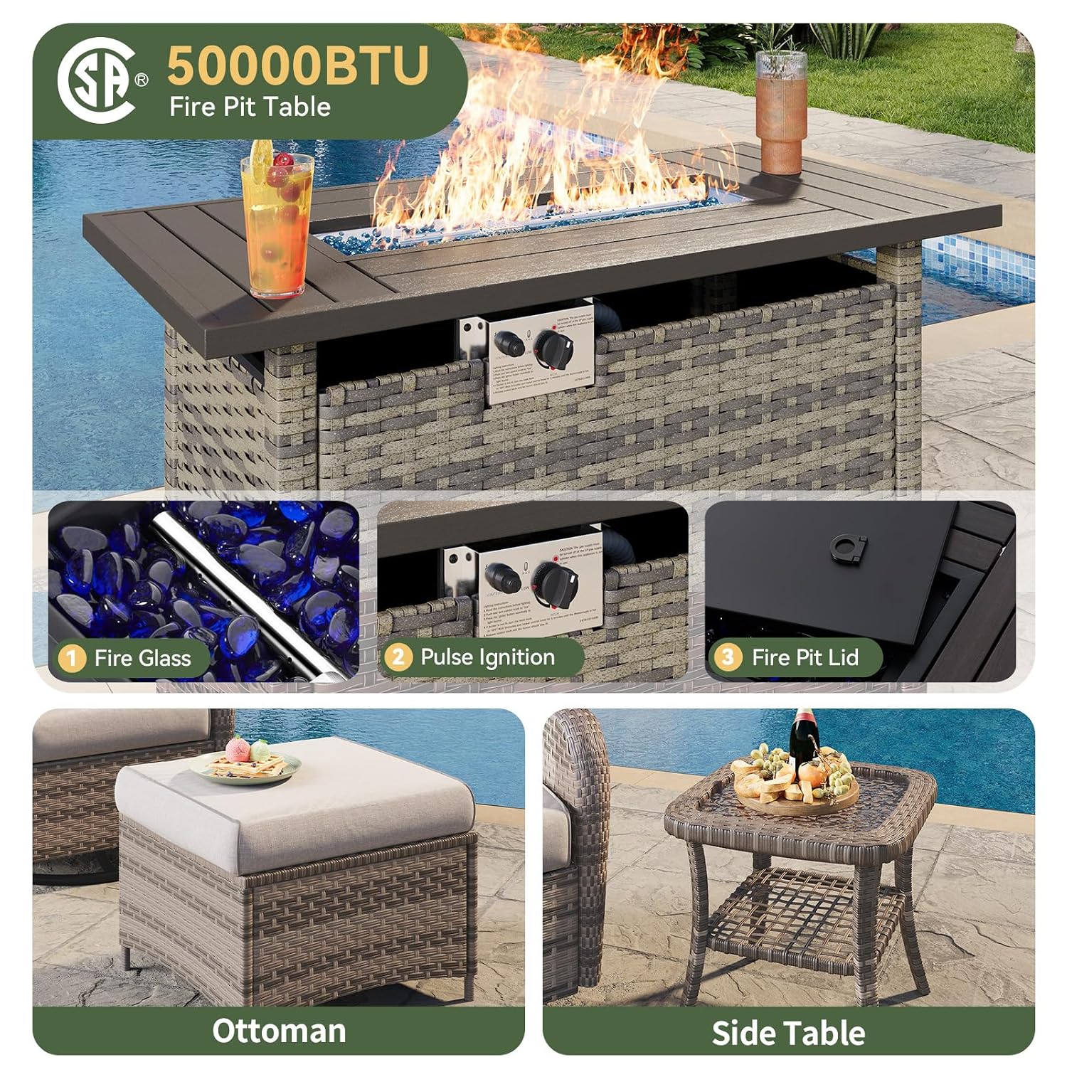 طقم أثاث خارجي من الخوص مكون م - مراجعة Outdoor Furniture Set With Fire Pit وسعره