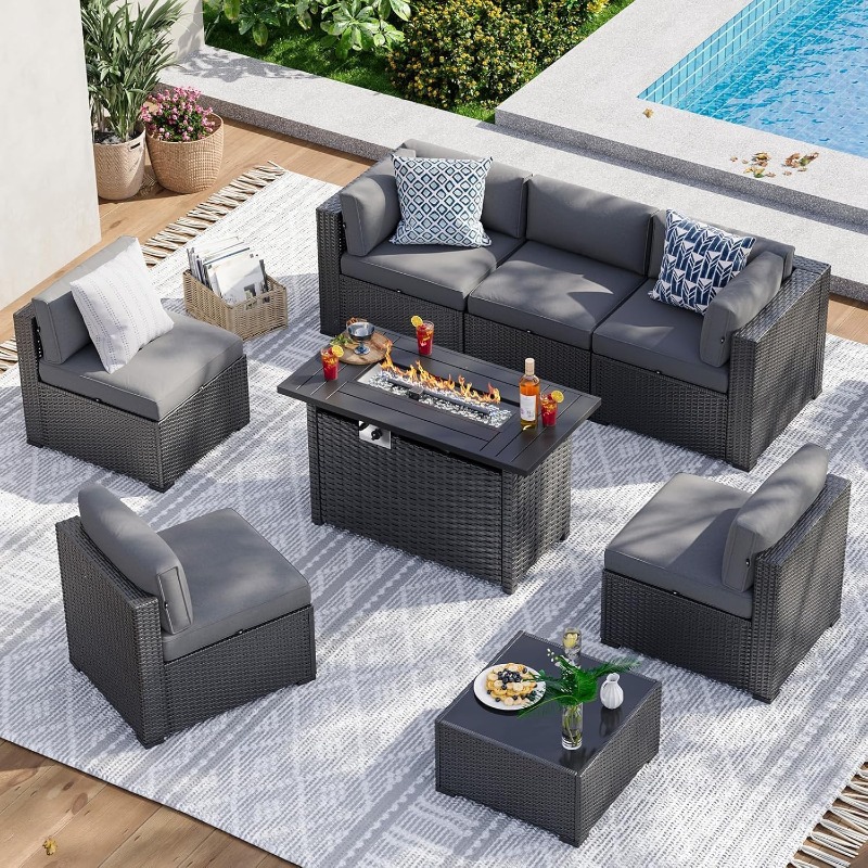 مجموعة أثاث الفناء من أوكسون م - مراجعة Outdoor Furniture Set With Fire Pit وسعره