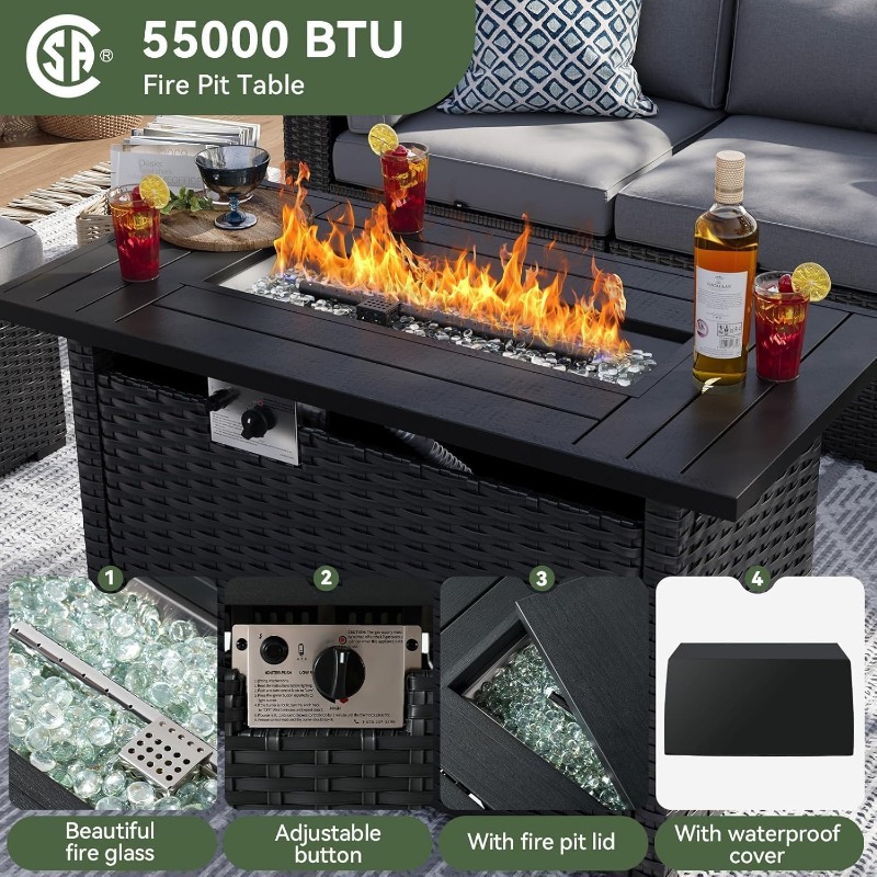 مجموعة أثاث الفناء من أوكسون م - مراجعة Outdoor Furniture Set With Fire Pit وسعره