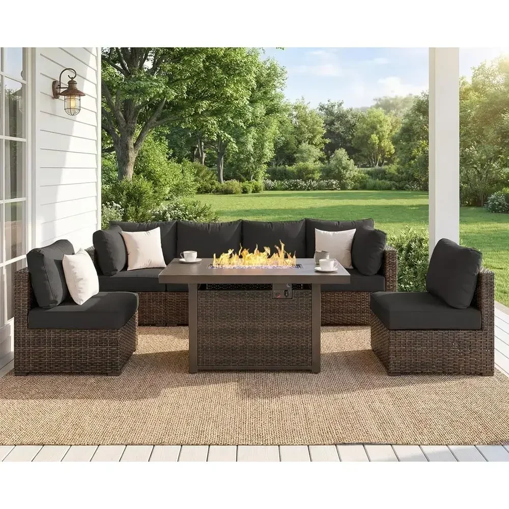 طقم أثاث خارجي مكون من 7 قطع م - مراجعة Outdoor Furniture Set With Fire Pit وسعره