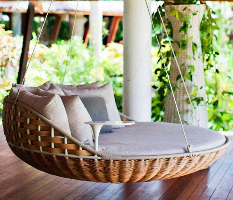 سرير نهاري معلق دائري من الخيز - مراجعة Outdoor Daybed Sofa وسعره