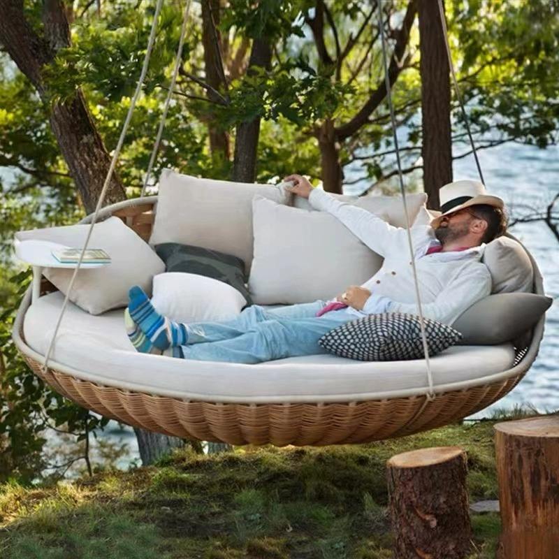 سرير نهاري معلق دائري من الخيز - مراجعة Outdoor Daybed Sofa وسعره