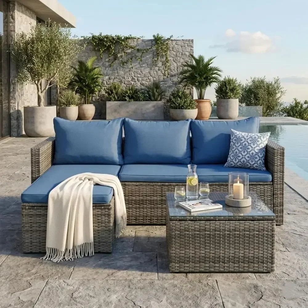 طقم أثاث خارجي من الخيزران مكو - مراجعة Outdoor Furniture Set With Fire Pit وسعره
